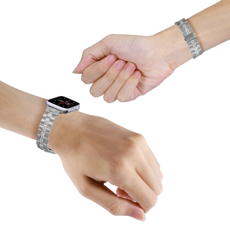 3-Beads Stripe Metal Watch Band For Apple Watch 5 40mm(Silver) -  by PMC TechLife | Online Shopping South Africa | PMC TechLife