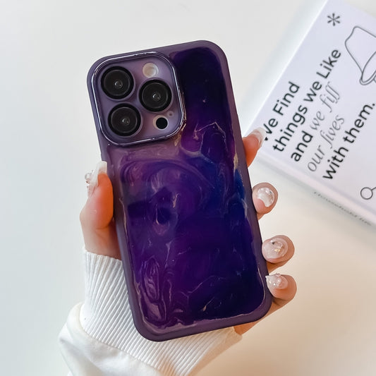 For iPhone 14 Pro Oil Painting Electroplating TPU Phone Case(Purple) - iPhone 14 Pro Cases by PMC Jewellery | Online Shopping South Africa | PMC Jewellery