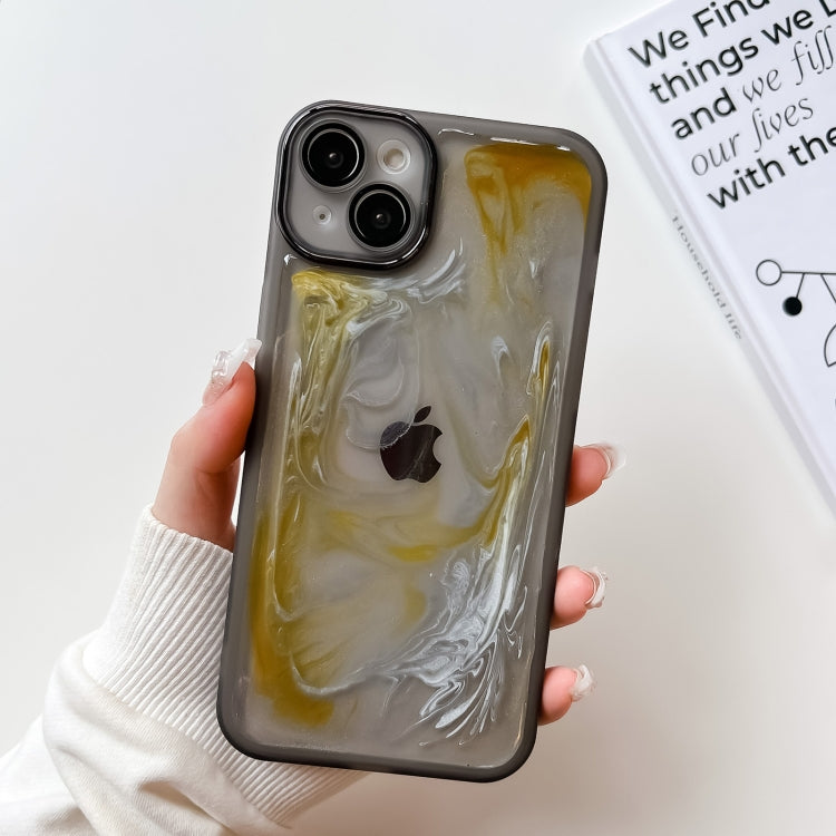 For iPhone 14 Plus Oil Painting Electroplating TPU Phone Case(Grey) - iPhone 14 Plus Cases by PMC Jewellery | Online Shopping South Africa | PMC Jewellery