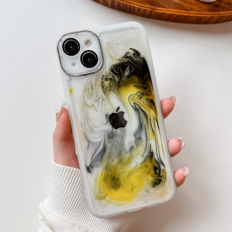 For iPhone 14 Plus Oil Painting Electroplating TPU Phone Case(White) - iPhone 14 Plus Cases by PMC Jewellery | Online Shopping South Africa | PMC Jewellery