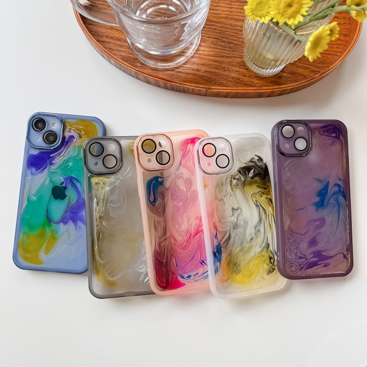 For iPhone 14 Plus Oil Painting Electroplating TPU Phone Case(White) - iPhone 14 Plus Cases by PMC Jewellery | Online Shopping South Africa | PMC Jewellery