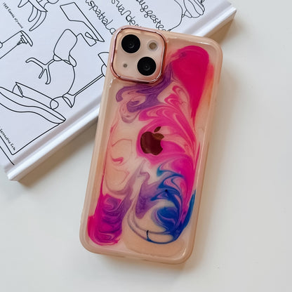 For iPhone 13 Oil Painting Electroplating TPU Phone Case(Pink) - iPhone 13 Cases by PMC Jewellery | Online Shopping South Africa | PMC Jewellery