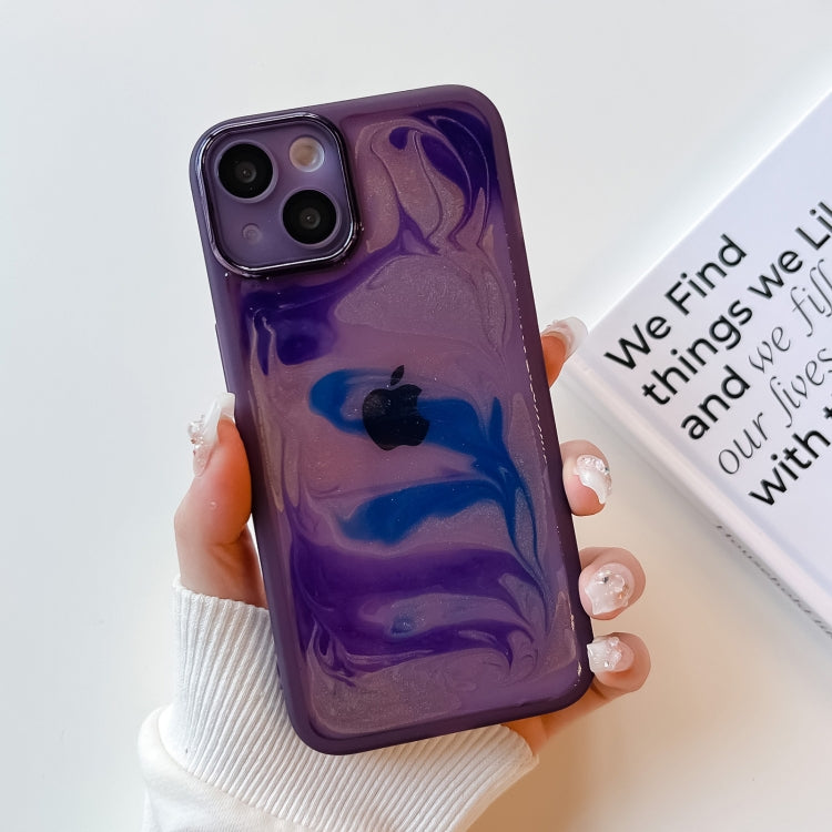 For iPhone 13 Oil Painting Electroplating TPU Phone Case(Purple) - iPhone 13 Cases by PMC Jewellery | Online Shopping South Africa | PMC Jewellery