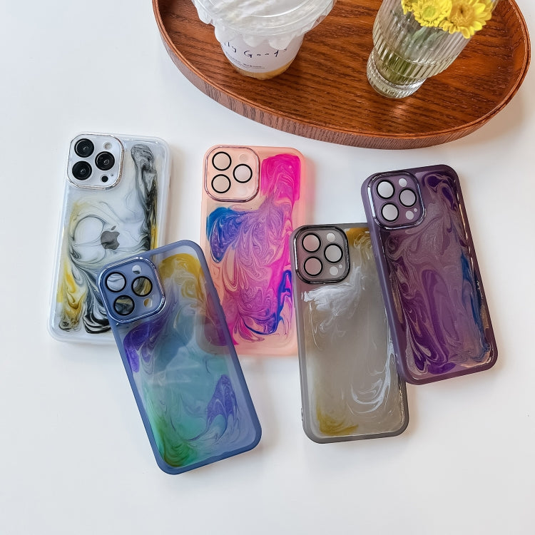 For iPhone 13 Pro Max Oil Painting Electroplating TPU Phone Case(White) - iPhone 13 Pro Max Cases by PMC TechLife | Online Shopping South Africa | PMC TechLife