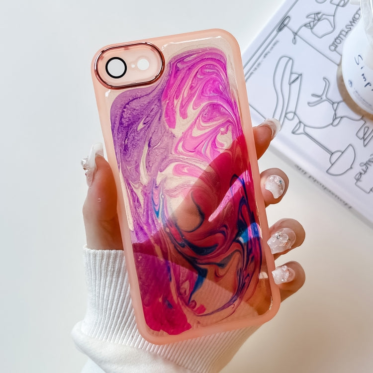 For iPhone SE 2022/2020 / 8 / 7 Oil Painting Electroplating TPU Phone Case(Pink) - iPhone SE 2022 / 2020 / 8 / 7 Cases by PMC Jewellery | Online Shopping South Africa | PMC Jewellery