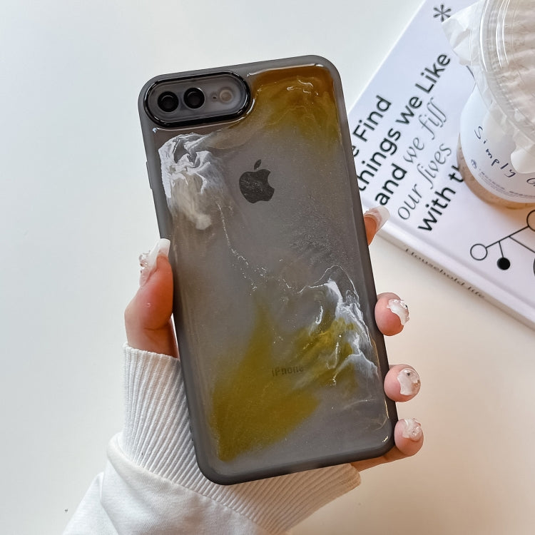 For iPhone 8 Plus / 7 Plus Oil Painting Electroplating TPU Phone Case(Grey) - More iPhone Cases by PMC TechLife | Online Shopping South Africa | PMC TechLife