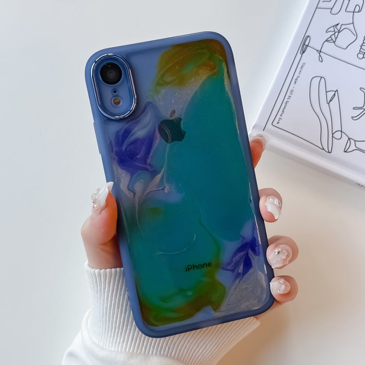 For iPhone XR Oil Painting Electroplating TPU Phone Case(Blue) - More iPhone Cases by PMC TechLife | Online Shopping South Africa | PMC TechLife
