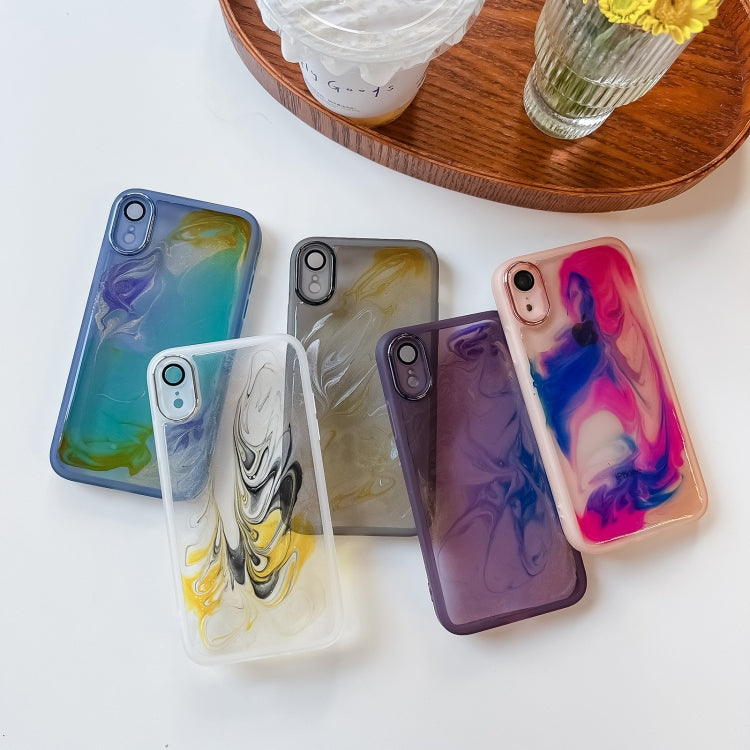 For iPhone XR Oil Painting Electroplating TPU Phone Case(Blue) - More iPhone Cases by PMC TechLife | Online Shopping South Africa | PMC TechLife