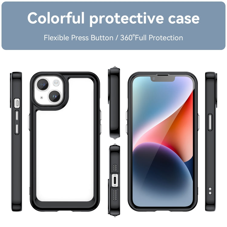 For iPhone 15 Colorful Series Acrylic + TPU Phone Case(Black) - iPhone 15 Cases by PMC TechLife | Online Shopping South Africa | PMC TechLife
