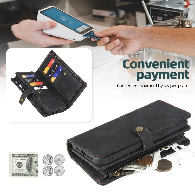 For Samsung Galaxy S10 Zipper Wallet Magnetic Detachable Leather Phone Case(Black) - Galaxy Phone Cases by PMC TechLife | Online Shopping South Africa | PMC TechLife | Buy Now Pay Later Mobicred