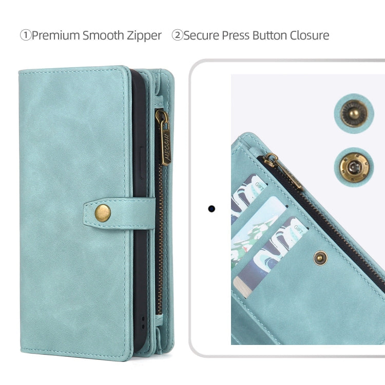 For Samsung Galaxy A50 Zipper Wallet Detachable MagSafe Leather Phone Case(Blue) - Galaxy Phone Cases by PMC TechLife | Online Shopping South Africa | PMC TechLife