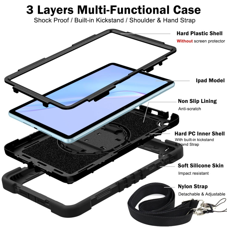 For Huawei MatePad SE 10.4 360 Degree Rotation PC Contrast Silicone Tablet Case(Black) - Huawei by PMC TechLife | Online Shopping South Africa | PMC TechLife