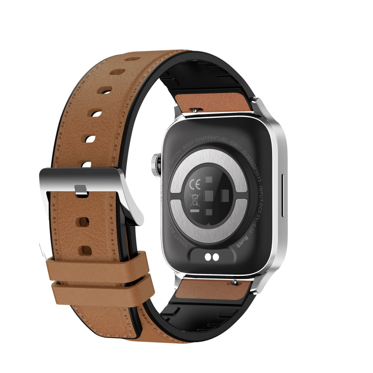 GT22 1.85 inch TFT Screen Leather Band Health Smart Watch, Support Bluetooth Call / Plateau Blood Oxygen / Body Temperature / Arrhythmia / TI Heart Rate Monitoring(Brown) -  by PMC Jewellery | Online Shopping South Africa | PMC Jewellery