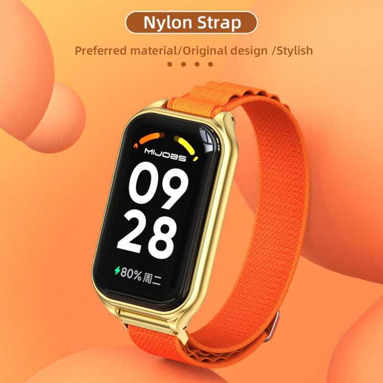 For Redmi Band 2 Mijobs Metal Shell Nylon Breathable Watch Band(Orange Gold) -  by MIJOBS | Online Shopping South Africa | PMC Jewellery