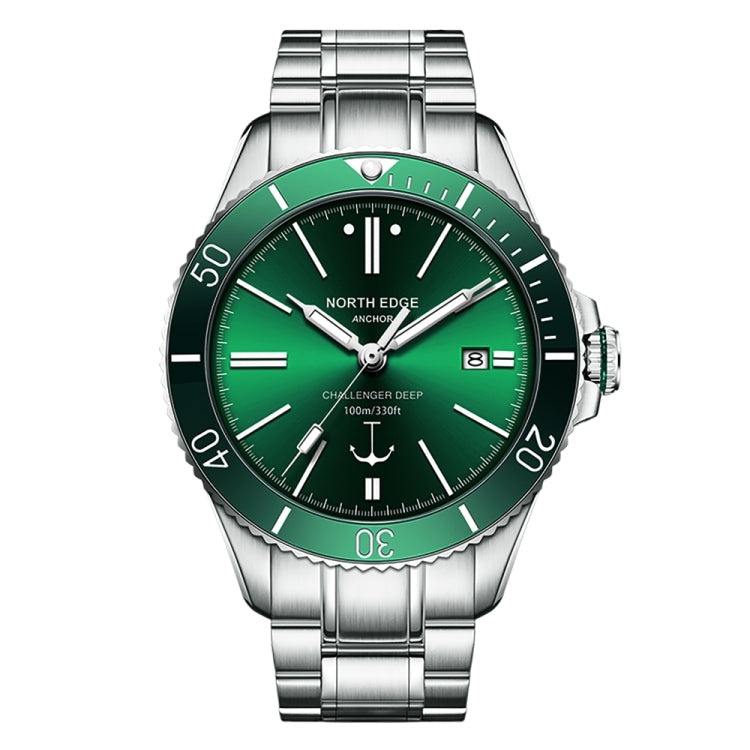 NORTH EDGE ANCHOR Men Outdoor 100m Waterproof Mechanical Watch(Green) - Metal Strap Watches by NORTH EDGE | Online Shopping South Africa | PMC Jewellery | Buy Now Pay Later Mobicred