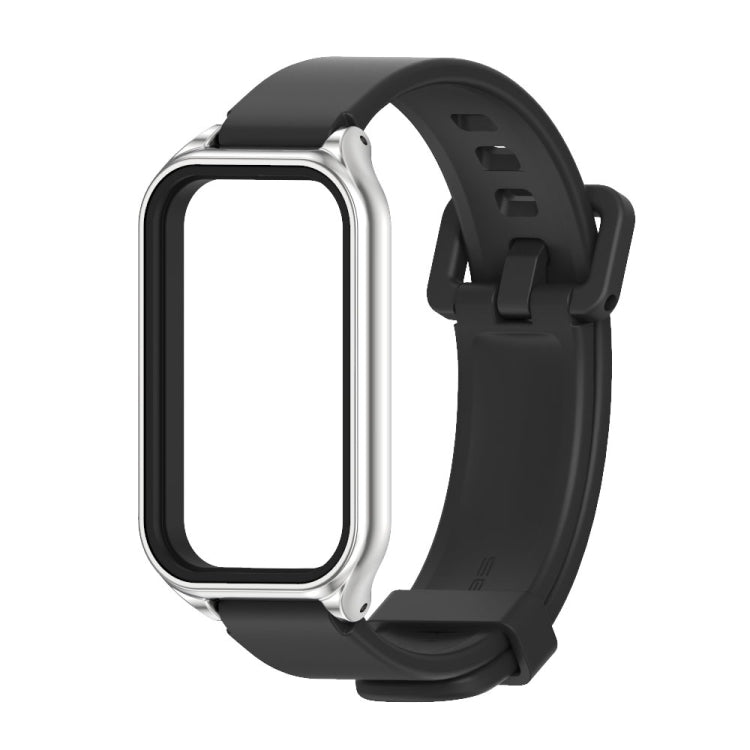 For Redmi Band 2 Mijobs Metal Shell Silicone Watch Band(Black Silver) -  by MIJOBS | Online Shopping South Africa | PMC Jewellery