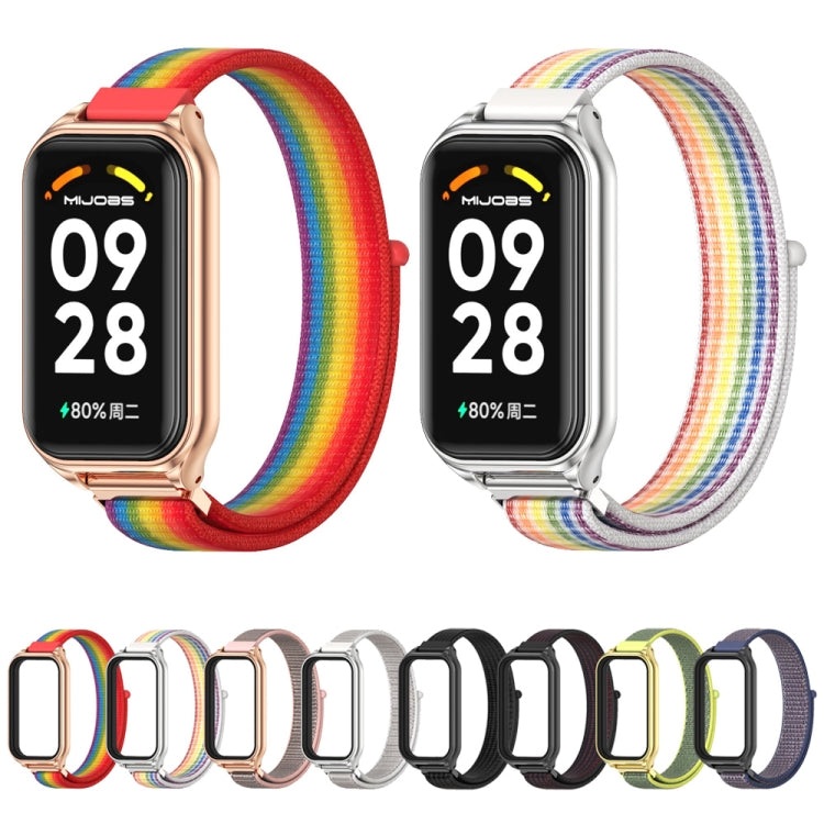 For Redmi Band 2 Mijobs Metal Shell Breathable Nylon Loop Watch Band(Colorful Silver) -  by MIJOBS | Online Shopping South Africa | PMC Jewellery