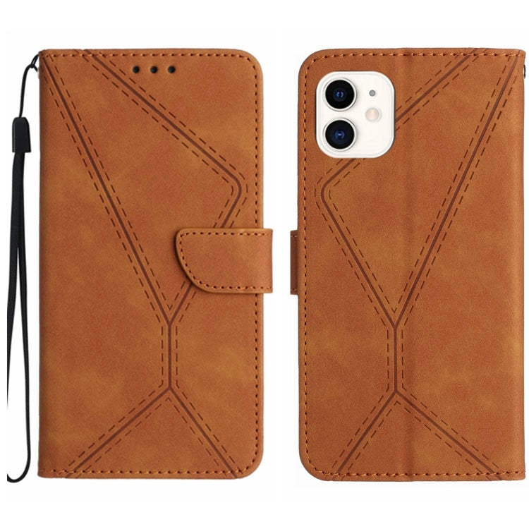 For iPhone 11 Stitching Embossed Leather Phone Case(Brown) - iPhone 11 Cases by PMC Jewellery | Online Shopping South Africa | PMC Jewellery