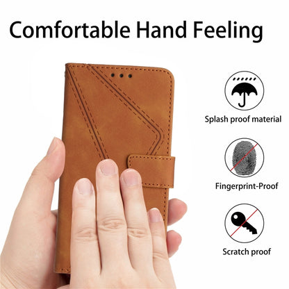 For iPhone 14 Plus Stitching Embossed Leather Phone Case(Brown) - iPhone 14 Plus Cases by PMC Jewellery | Online Shopping South Africa | PMC Jewellery