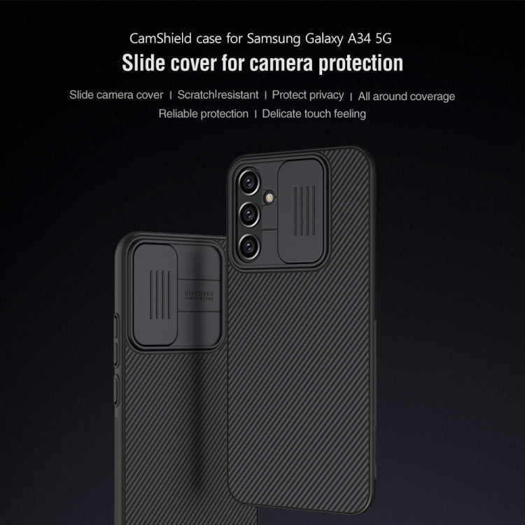 For Samsung Galaxy A34 5G NILLKIN Black Mirror Series Camshield PC Phone Case(Black) - Galaxy Phone Cases by NILLKIN | Online Shopping South Africa | PMC Jewellery