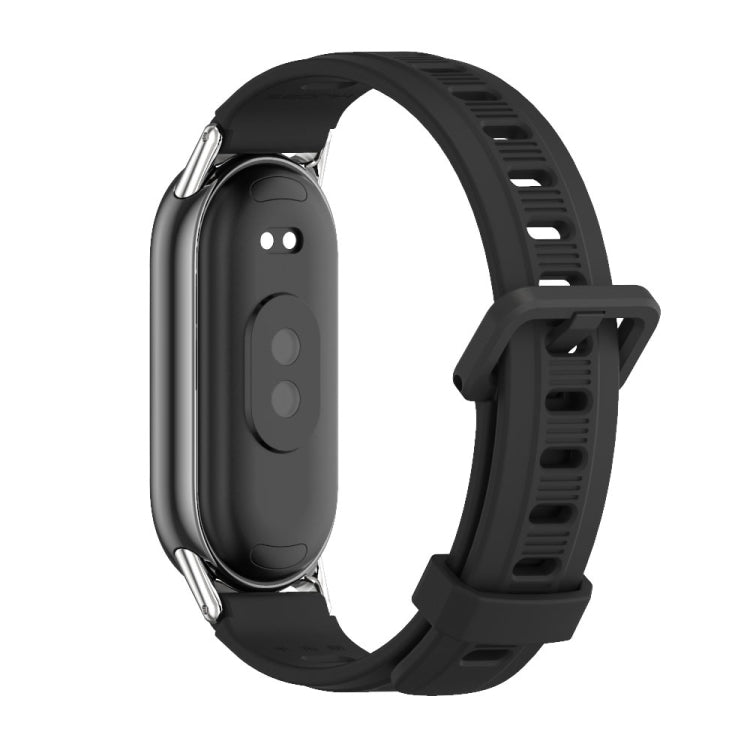For Xiaomi Mi Band 8 Mijobs Flat Hole Breathable Silicone Watch Band(Black+Silver) -  by MIJOBS | Online Shopping South Africa | PMC Jewellery