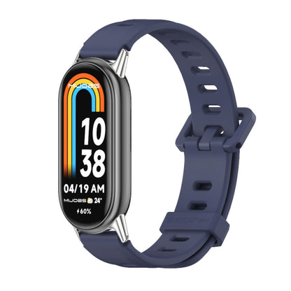 For Xiaomi Mi Band 8 Mijobs Flat Hole Breathable Silicone Watch Band(Midnight Blue+Silver) -  by MIJOBS | Online Shopping South Africa | PMC Jewellery