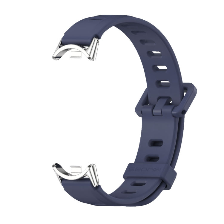 For Xiaomi Mi Band 8 Mijobs Flat Hole Breathable Silicone Watch Band(Midnight Blue+Silver) -  by MIJOBS | Online Shopping South Africa | PMC Jewellery