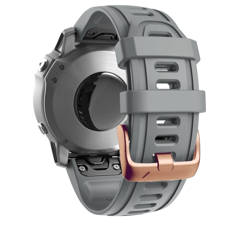 For Garmin Fenix 7S / 6S Pro / 5S Plus 20mm Rose Gold Buckle Silicone Watch Band(Grey) - Watch Bands by PMC Jewellery | Online Shopping South Africa | PMC Jewellery