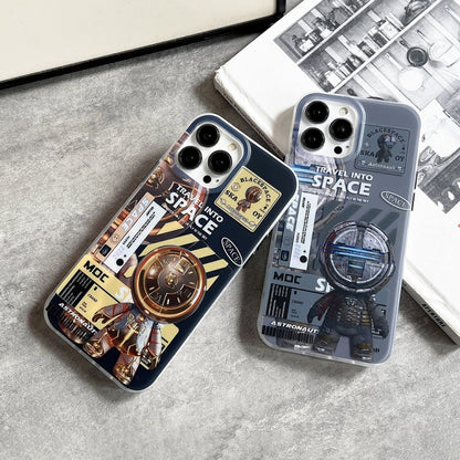 For iPhone 12 Pro Dual-side IMD Astronaut Frosted Phone Case(Black Gold) - iPhone 12 / 12 Pro Cases by PMC Jewellery | Online Shopping South Africa | PMC Jewellery