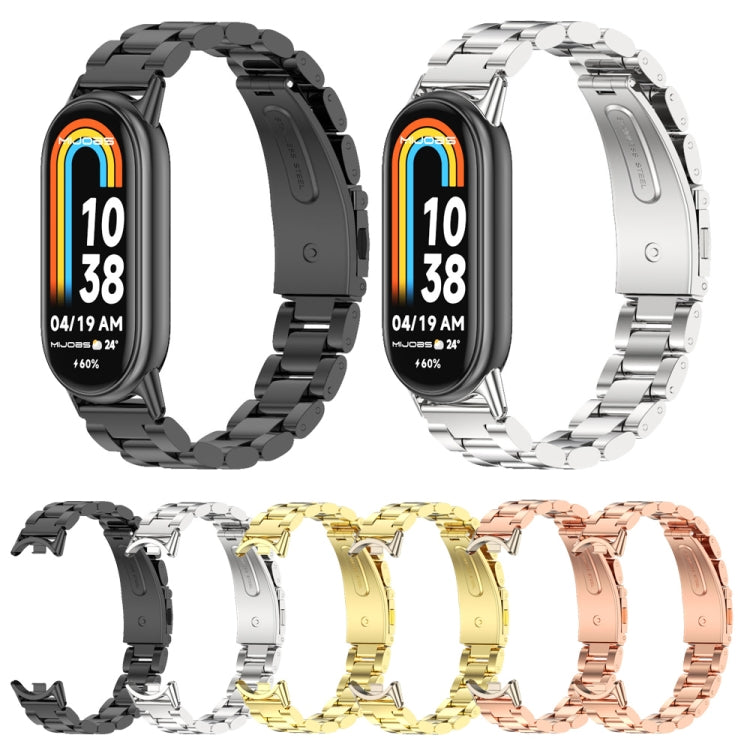For Xiaomi Mi Band 8 Mijobs Three Bead Stainless Steel Watch Band(Black) -  by MIJOBS | Online Shopping South Africa | PMC Jewellery