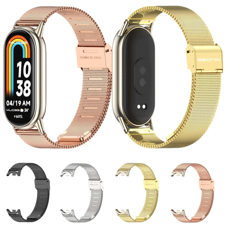 For Xiaomi Mi Band 8 Mijobs Milan Buckle Metal Stainless Steel Watch Band(Rose Gold+Light Gold) -  by PMC Jewellery | Online Shopping South Africa | PMC Jewellery