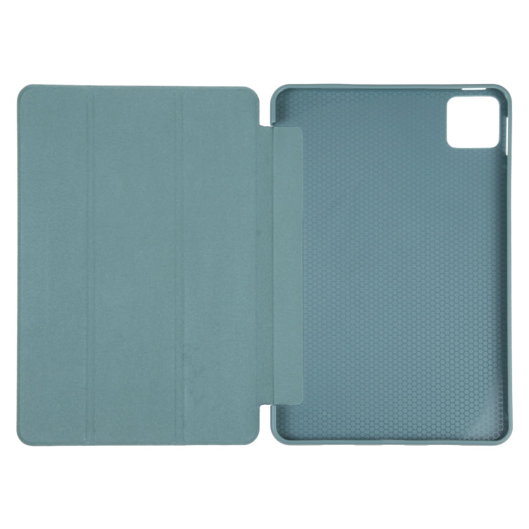 For Xiaomi Pad 6 / Pad 6 Pro Three-fold Holder Flip Tablet Leather Case(Dark Green) -  by PMC Jewellery | Online Shopping South Africa | PMC Jewellery