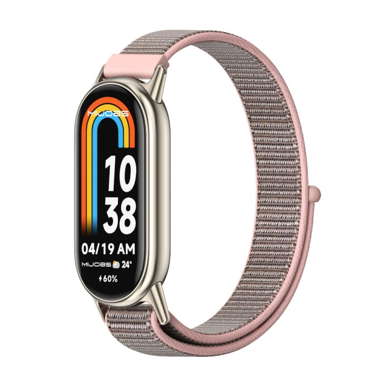 For Xiaomi Mi Band 8 Mijobs Breathable Nylon Loop Watch Band(Pink Light Gold) -  by MIJOBS | Online Shopping South Africa | PMC Jewellery