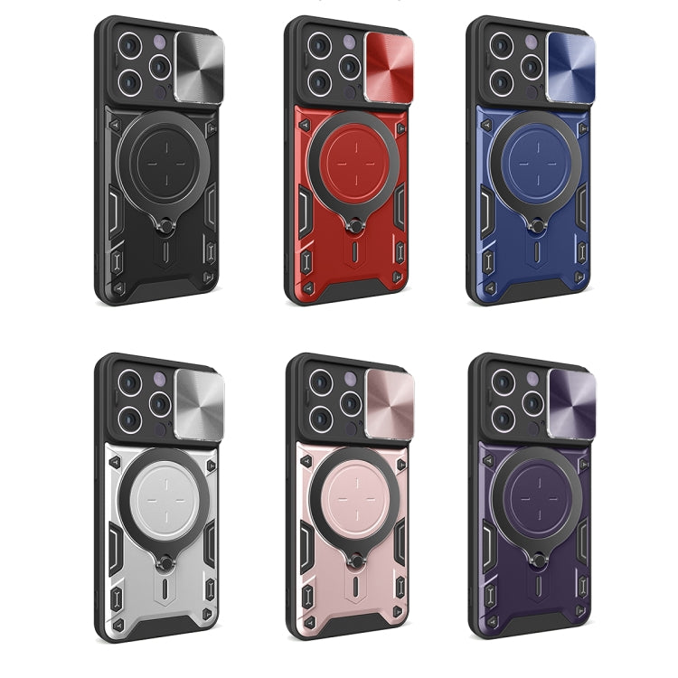 For iPhone 14 Pro CD Texture Sliding Camshield Magnetic Holder Phone Case(Silver) - free shipping - PMC TechLife - Order now!