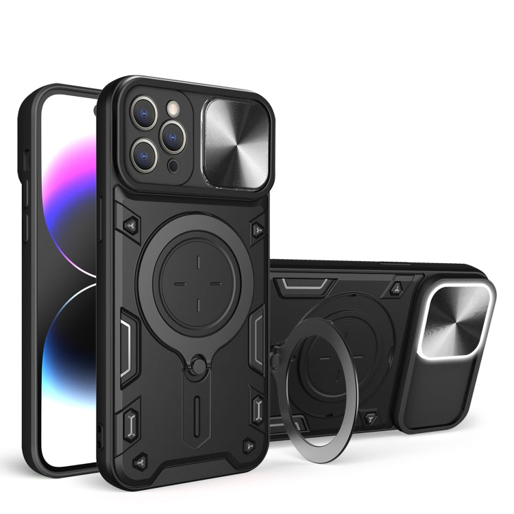 For iPhone 12 Pro CD Texture Sliding Camshield Magnetic Holder Phone Case(Black) - free shipping - PMC TechLife - Order now!