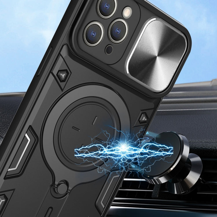 For iPhone 12 Pro CD Texture Sliding Camshield Magnetic Holder Phone Case(Black) - free shipping - PMC TechLife - Order now!
