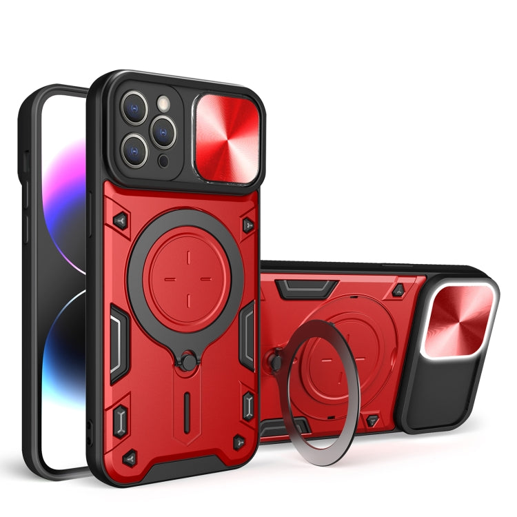 For iPhone 12 Pro CD Texture Sliding Camshield Magnetic Holder Phone Case(Red) - free shipping - PMC TechLife - Order now!