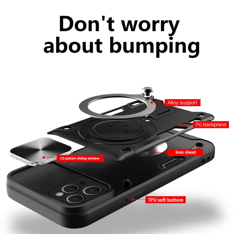 For iPhone 12 Pro CD Texture Sliding Camshield Magnetic Holder Phone Case(Red) - free shipping - PMC TechLife - Order now!
