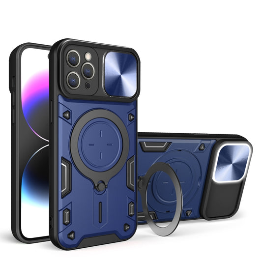 For iPhone 11 Pro CD Texture Sliding Camshield Magnetic Holder Phone Case(Blue) - iPhone 11 Pro Cases by PMC Jewellery | Online Shopping South Africa | PMC Jewellery