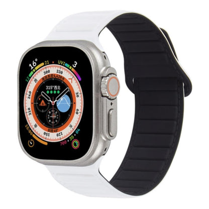 For Apple Watch Ultra 49mm Loop Magnetic Silicone Watch Band(White Black) - Watch Bands by PMC Jewellery | Online Shopping South Africa | PMC Jewellery