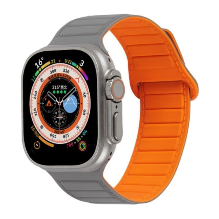 For Apple Watch 7 41mm Loop Magnetic Silicone Watch Band(Grey Orange) - Watch Bands by PMC TechLife | Online Shopping South Africa | PMC TechLife