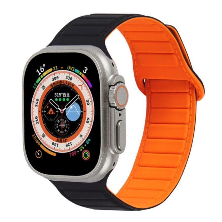 For Apple Watch 7 45mm Loop Magnetic Silicone Watch Band(Black Orange) - Watch Bands by PMC TechLife | Online Shopping South Africa | PMC TechLife