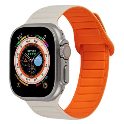 For Apple Watch SE 2022 40mm Loop Magnetic Silicone Watch Band(Starlight Orange) - Watch Bands by PMC Jewellery | Online Shopping South Africa | PMC Jewellery