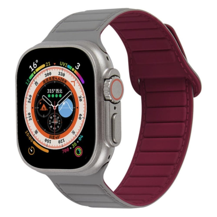 For Apple Watch 3 42mm Loop Magnetic Silicone Watch Band(Grey Wine Red) - Watch Bands by PMC TechLife | Online Shopping South Africa | PMC TechLife