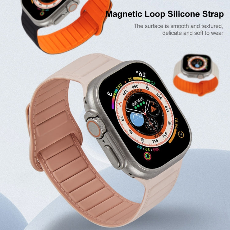 For Apple Watch 38mm Loop Magnetic Silicone Watch Band(Black Orange) - Watch Bands by PMC Jewellery | Online Shopping South Africa | PMC Jewellery