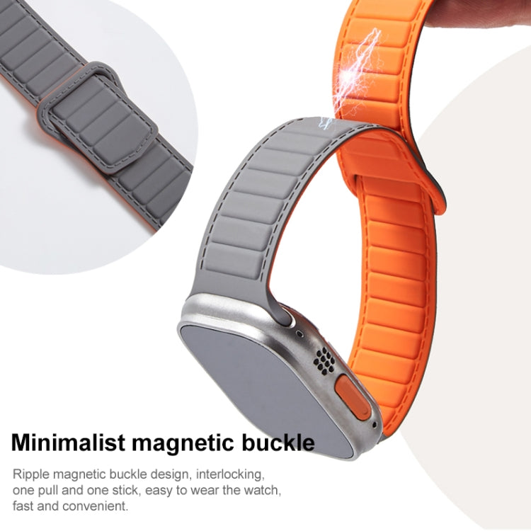 For Apple Watch 2 38mm Loop Magnetic Silicone Watch Band(Grey Wine Red) - Watch Bands by PMC Jewellery | Online Shopping South Africa | PMC Jewellery