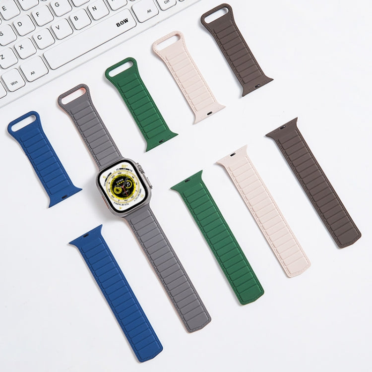 For Apple Watch Ultra 49mm Loop Magnetic Silicone Watch Band(Grey Orange) - Watch Bands by PMC Jewellery | Online Shopping South Africa | PMC Jewellery