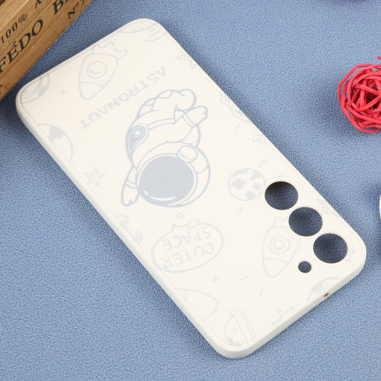 For Samsung Galaxy S20 FE Astronaut Pattern Silicone Straight Edge Phone Case(Flying Astronaut-White) - free shipping - PMC TechLife - Order now!
