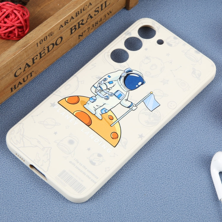 For Samsung Galaxy A51 Astronaut Pattern Silicone Straight Edge Phone Case(Planet Landing-White) - free shipping - PMC TechLife - Order now!