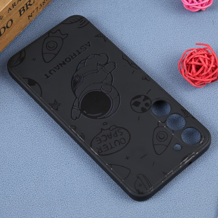 For Samsung Galaxy A50 Astronaut Pattern Silicone Straight Edge Phone Case(Flying Astronaut-Black) - free shipping - PMC TechLife - Order now!